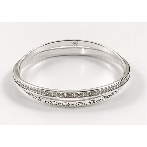 Brighton Neptune’s Rings Double Bangle Bracelet Silver Crystal RETIRED. - Picture 1 of 6